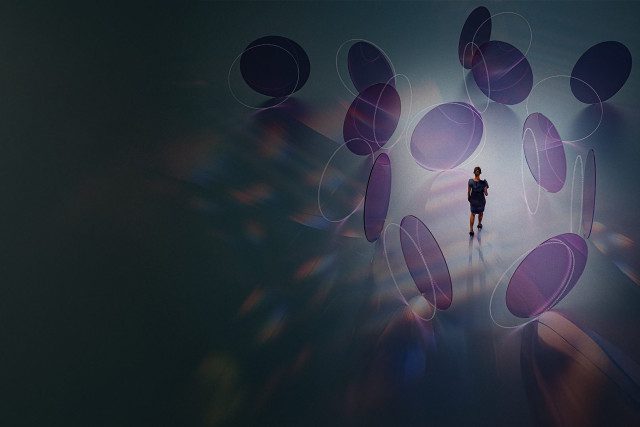 image of woman surrounded by discs AI GAIO generative engine optimization