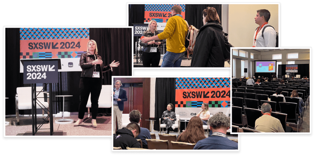 image of shots from SXSW from HK UNSTUCKABLE panel and other sessions from event