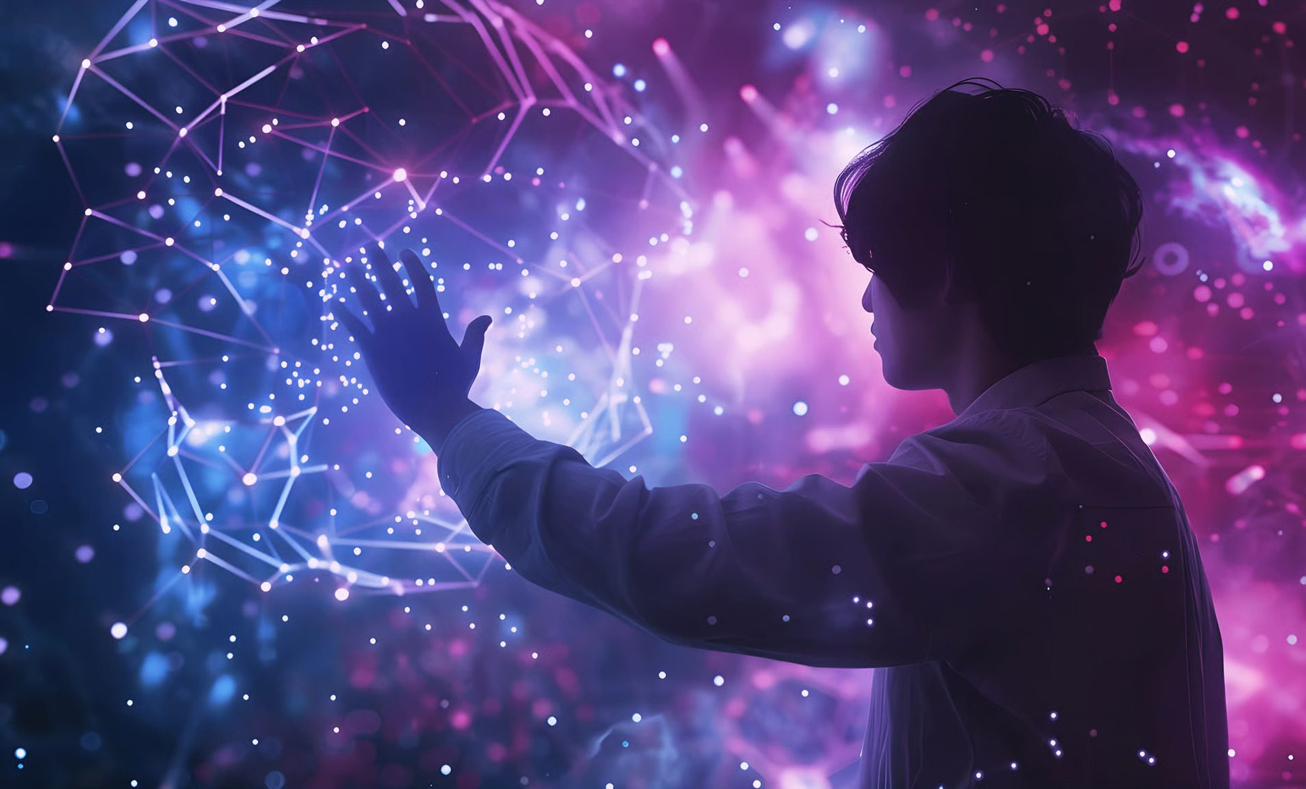 image of shadow and person touching clouds AI
