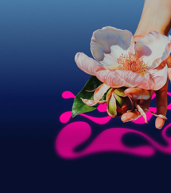 image of AI hand holding flowere