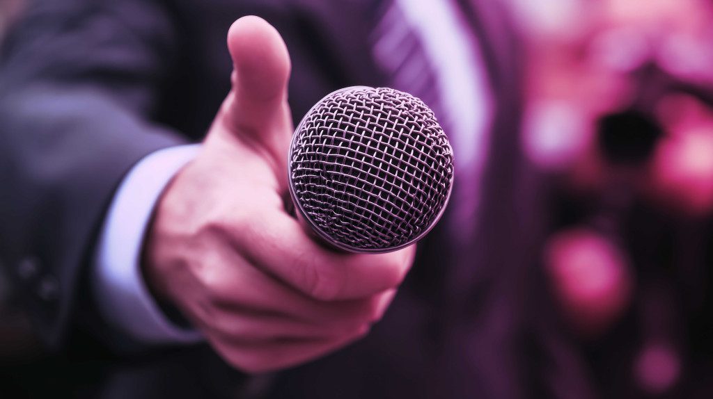 image of media journalist with mic