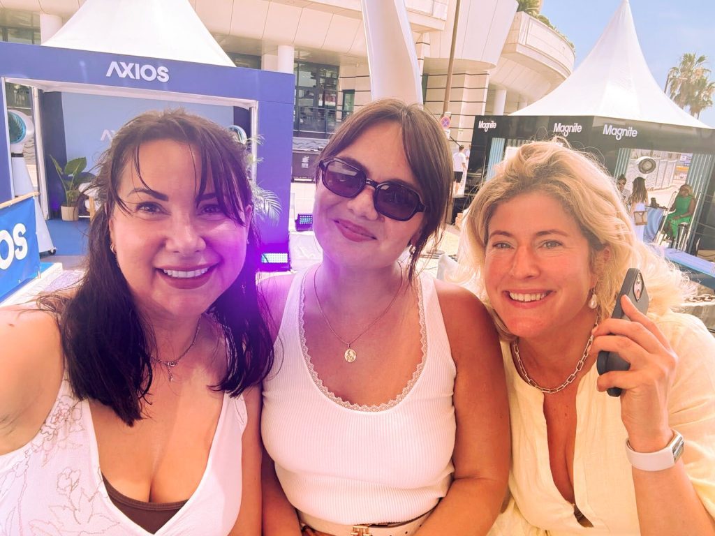 image of Hotwire executives at Axios house, Cannes with Charlotte Harvey, Niki Wheeler, Noémie de Villoutreys de Brignac